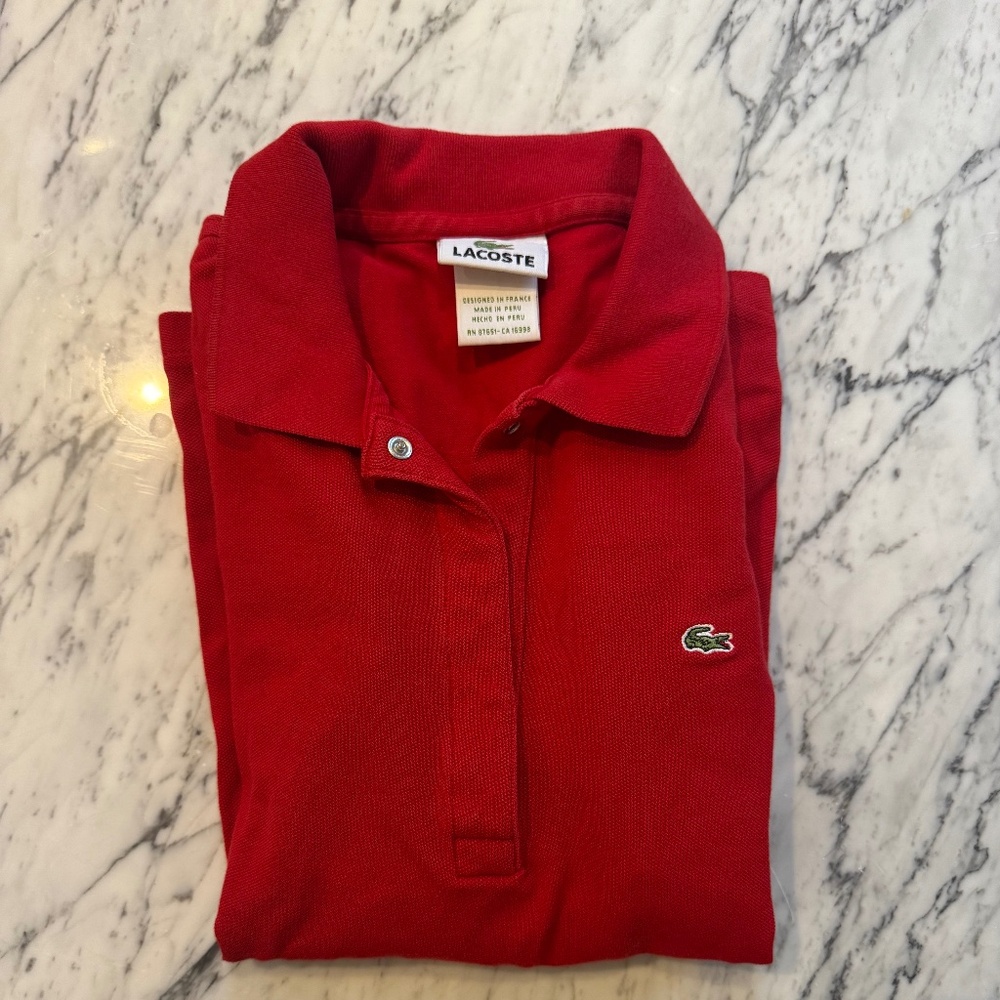 Women's Lacoste Red Long Sleeve Polo Shirt